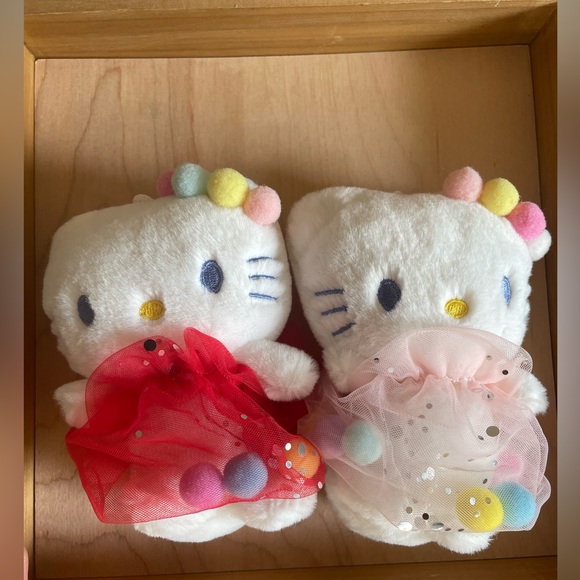 Lot of 2 Hello Kitty Plushies with Tulle Skirts and Pom Pom ball accents - Picture 10 of 10